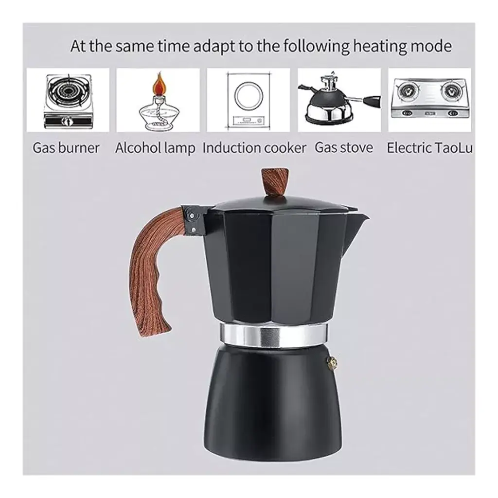 CAFETERA ITALIANA. ALUMINIO COLOR NEGRO. 300ml.