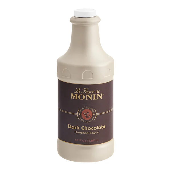 MONIN. SALSA CHOCOLATE OSCURO 1.89 L. (Dark Chocolate Flavoring Sauce) 64 fl. oz.