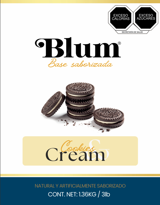 BLUM. BASE EN POLVO. COOKIES & CREAM. 1.36 Kg