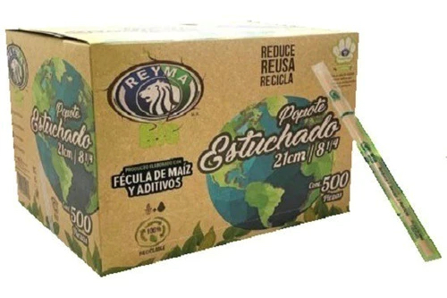 POPOTES REYMA ESTUCHADO BIODEGRADABLE 26CM. CAJA DISPENSADORA CON 500PZ