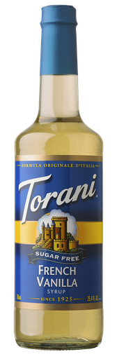 [Torani Sugar-Free French Vanilla Flavoring Syrup 750 mL Plastic Bottle] TORANI. JARABE VAINILLA FRANCESA. SUGAR FREE. 750ML
