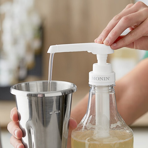 MONIN. DOSIFICADOR PUMP. PARA SALSA. COLOR BLANCO. BOTELLA 64oz. ½oz (15mL)
