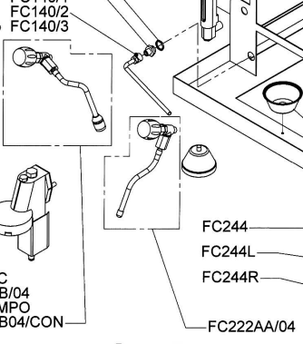 [FC222AA-04] FRACINO PARTS. LANCETA DE VAPOR COMPLETA. CONTEMPO-CLASSIC.