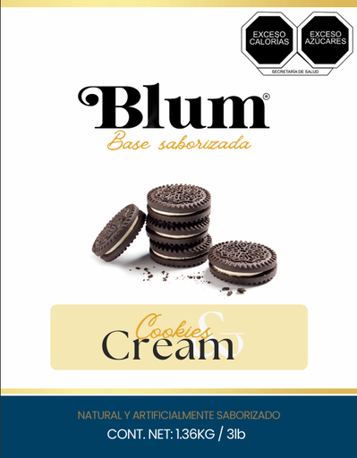 BLUM. BASE EN POLVO COOKIES & CREAM. 1.36 Kg
