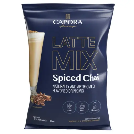 CAPORA. CHAI ESPECIADO LATTE MIX. BOLSA 1.589kg (3.5lb)